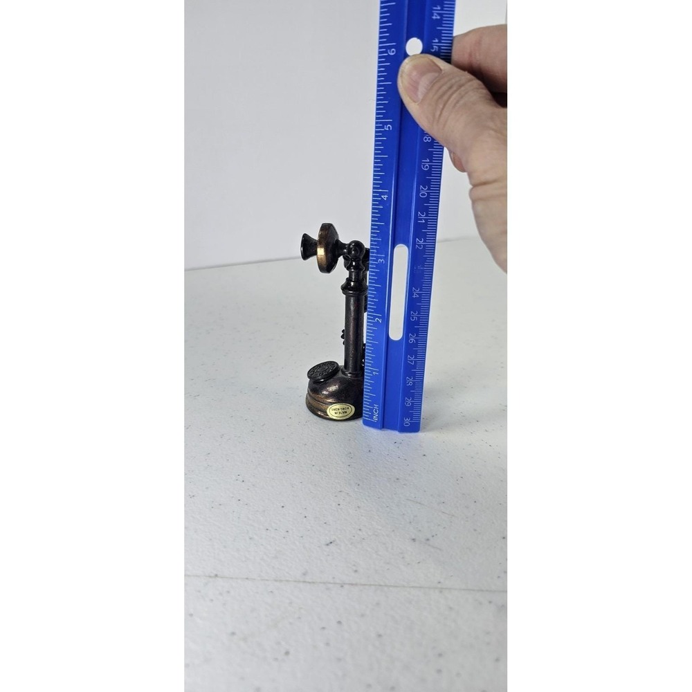 Vintage Miniature Diecast Metal Candlestick Telephone Pencil Sharpener Desk Top - Picture 4 of 5